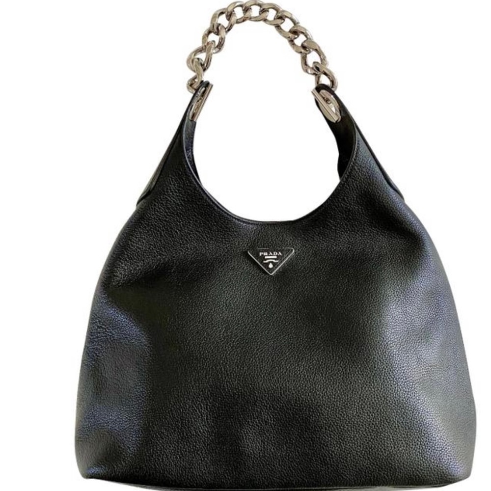 PRADA Vitello Daino Chain Hobo - Nero Black - PRA610309